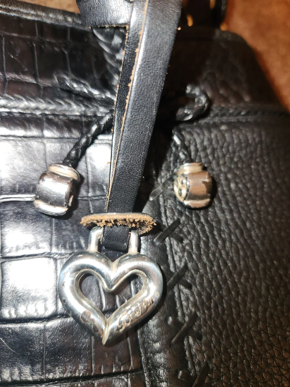 Brighten Black Women's Satchel Handbag with Heart Charm